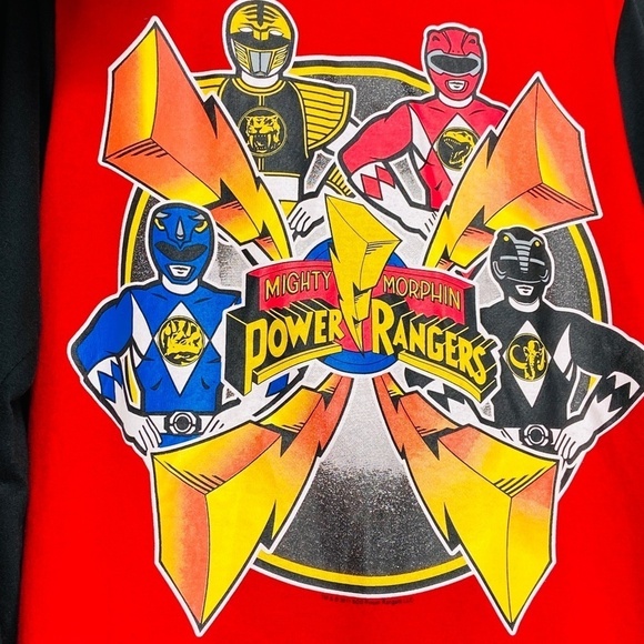 HOT TOPIC MF Retro Mighty Morphin Power Rangers Red Black Hoodie Jacket Large - Picture 3 of 7